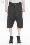 Boris Bidjan Saberi Striped Casual Shorts Cotton P1.1 F1603D-RH Dyed Black
